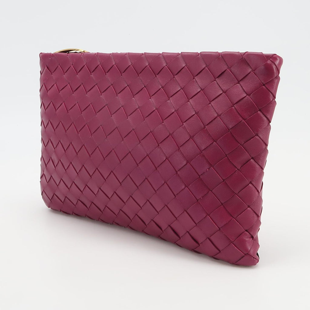 Bottega Veneta Intrecciato Flat Pouch Fuchsia