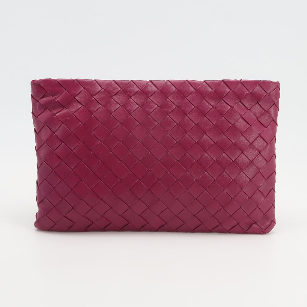 Bottega Veneta Intrecciato Flat Pouch Fuchsia
