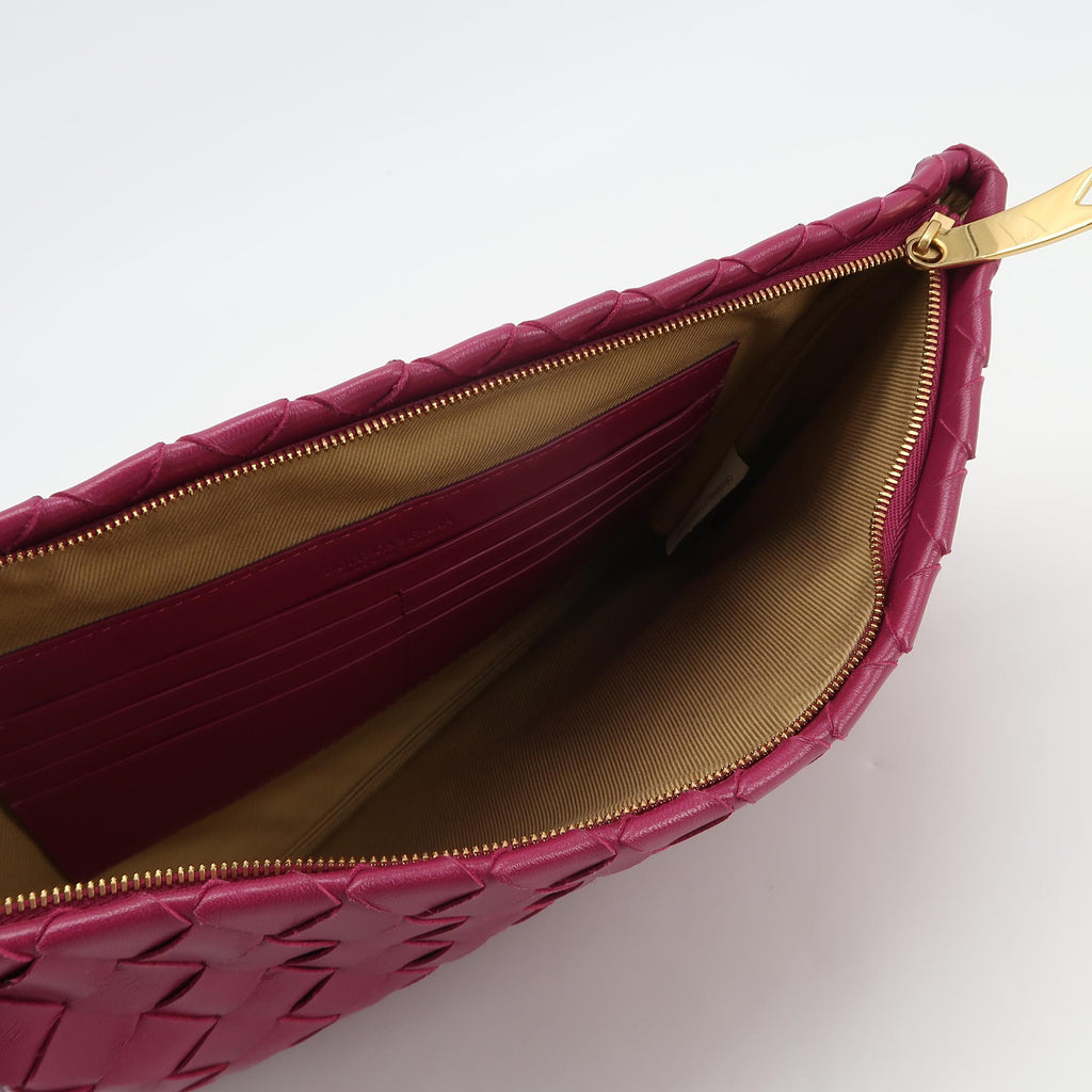 Bottega Veneta Intrecciato Flat Pouch Fuchsia