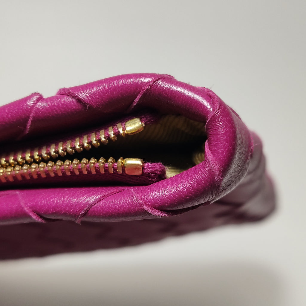Bottega Veneta Intrecciato Flat Pouch Fuchsia