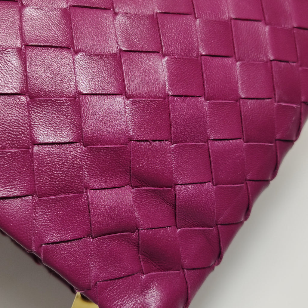 Bottega Veneta Intrecciato Flat Pouch Fuchsia