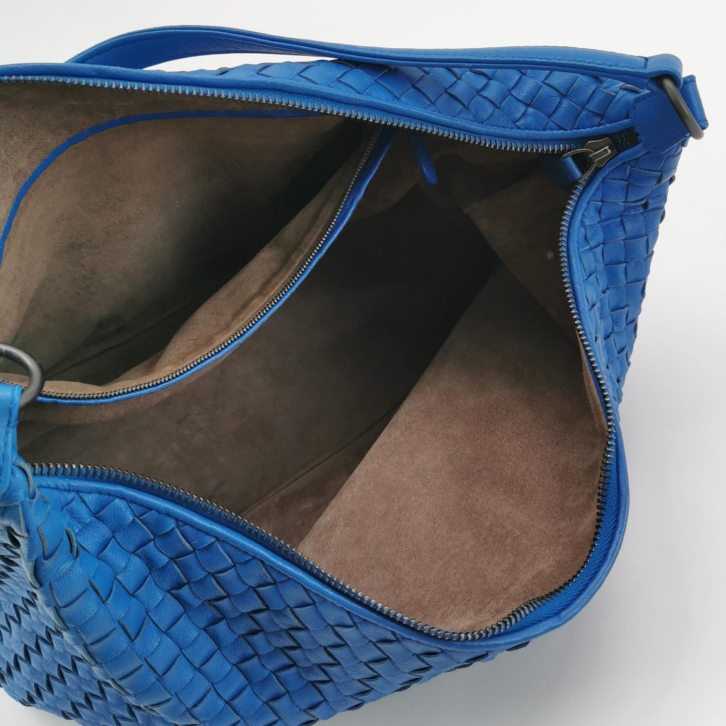 Bottega Veneta Intrecciato Hobo Shoulder Bag Blue