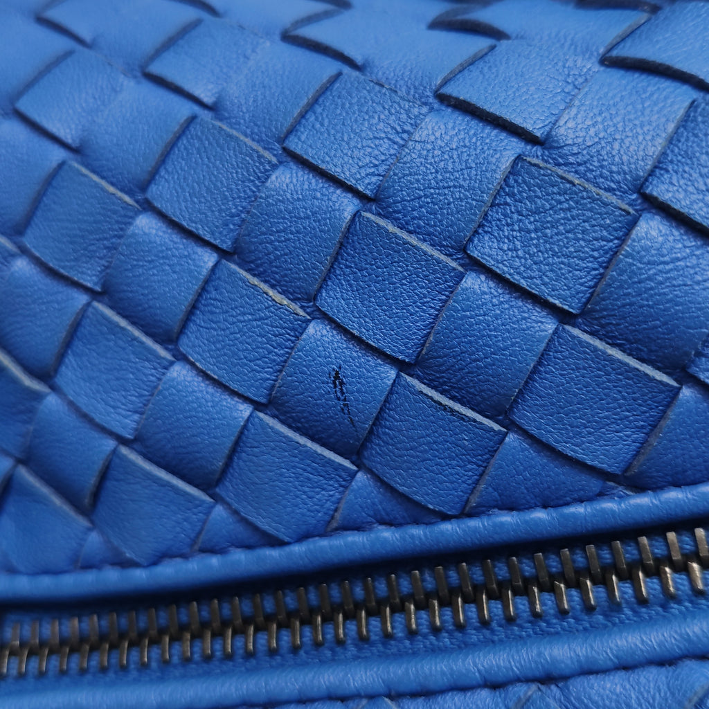 Bottega Veneta Intrecciato Hobo Shoulder Bag Blue