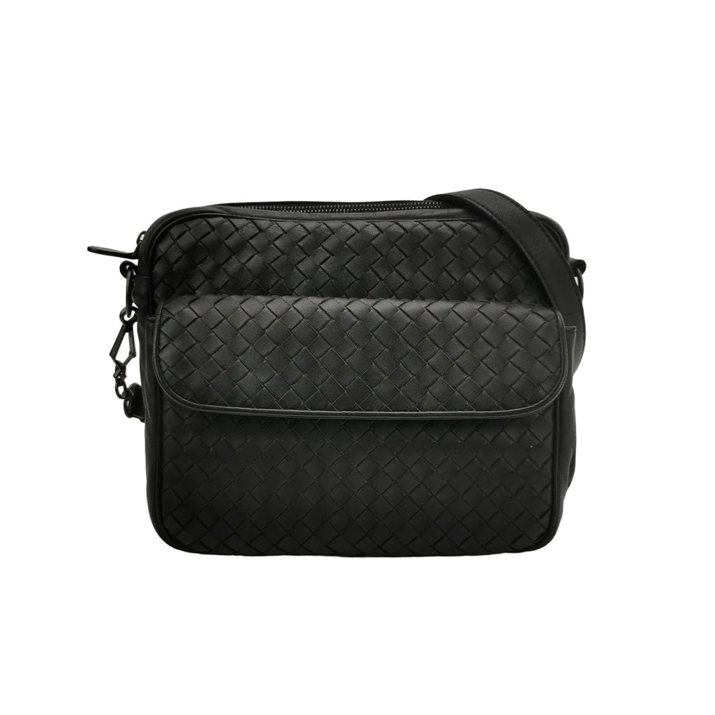 Bottega Veneta Nappa Intrecciato Messenger Bag Black