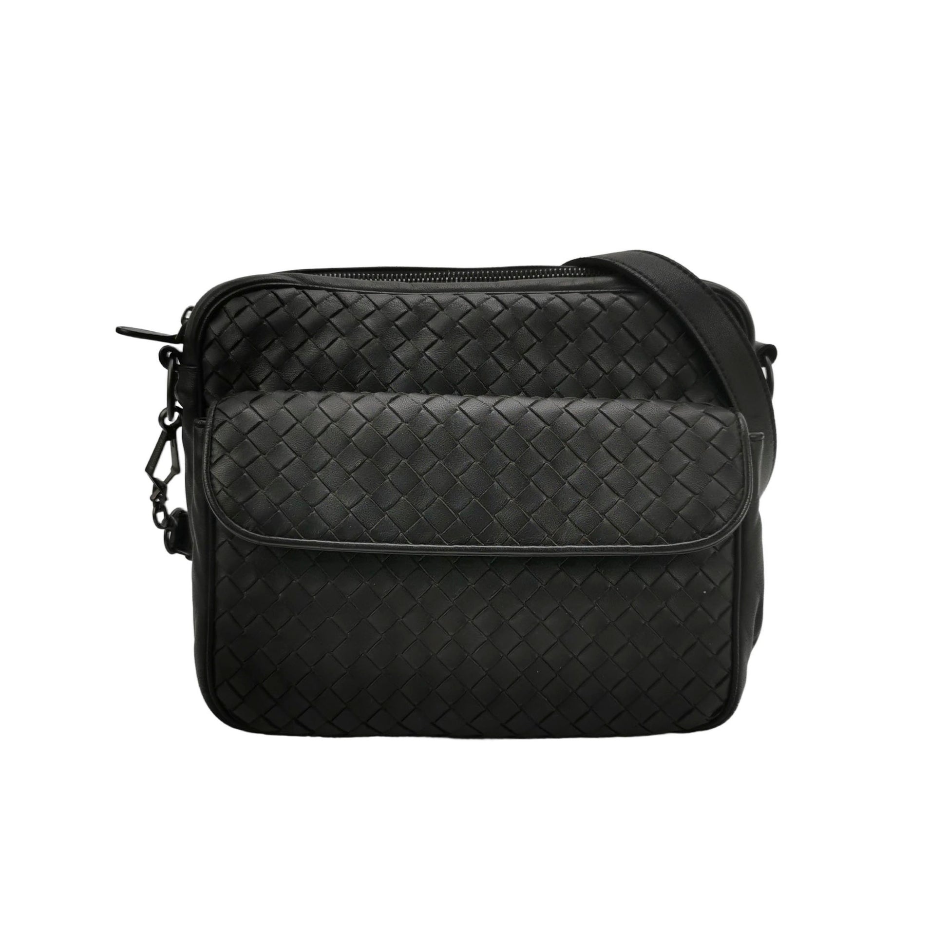Bottega Veneta Nappa Intrecciato Messenger Bag Black