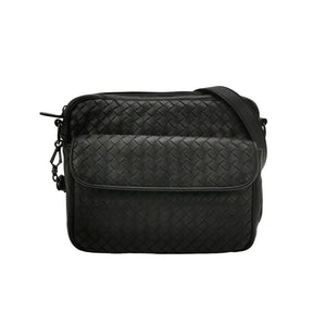 Bottega Veneta Nappa Intrecciato Messenger Bag Black