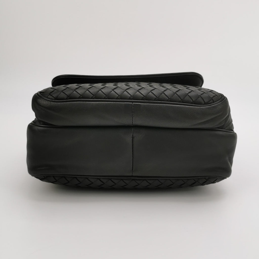 Bottega Veneta Nappa Intrecciato Messenger Bag Black