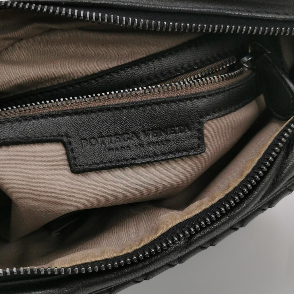 Bottega Veneta Nappa Intrecciato Messenger Bag Black