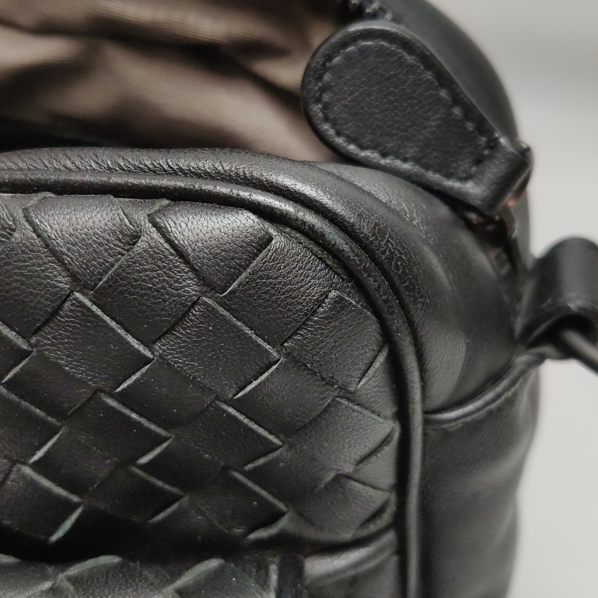 Bottega Veneta Nappa Intrecciato Messenger Bag Black