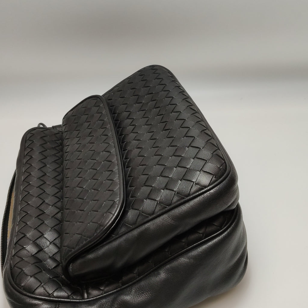 Bottega Veneta Nappa Intrecciato Messenger Bag Black