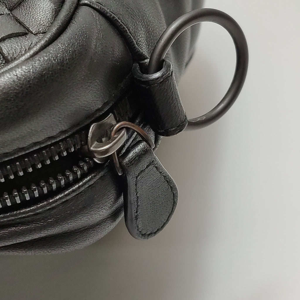 Bottega Veneta Nappa Intrecciato Messenger Bag Black