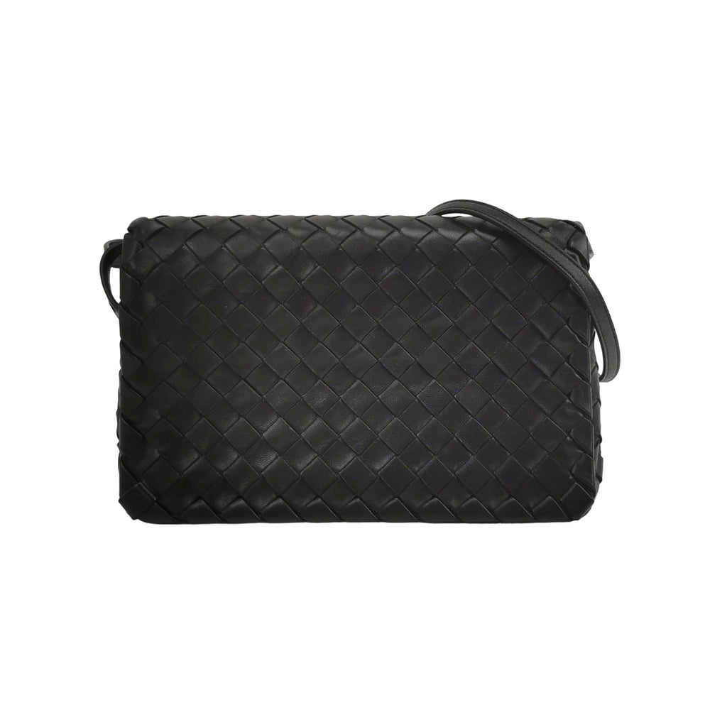 Bottega Veneta Intrecciato Flap Crossbody Black