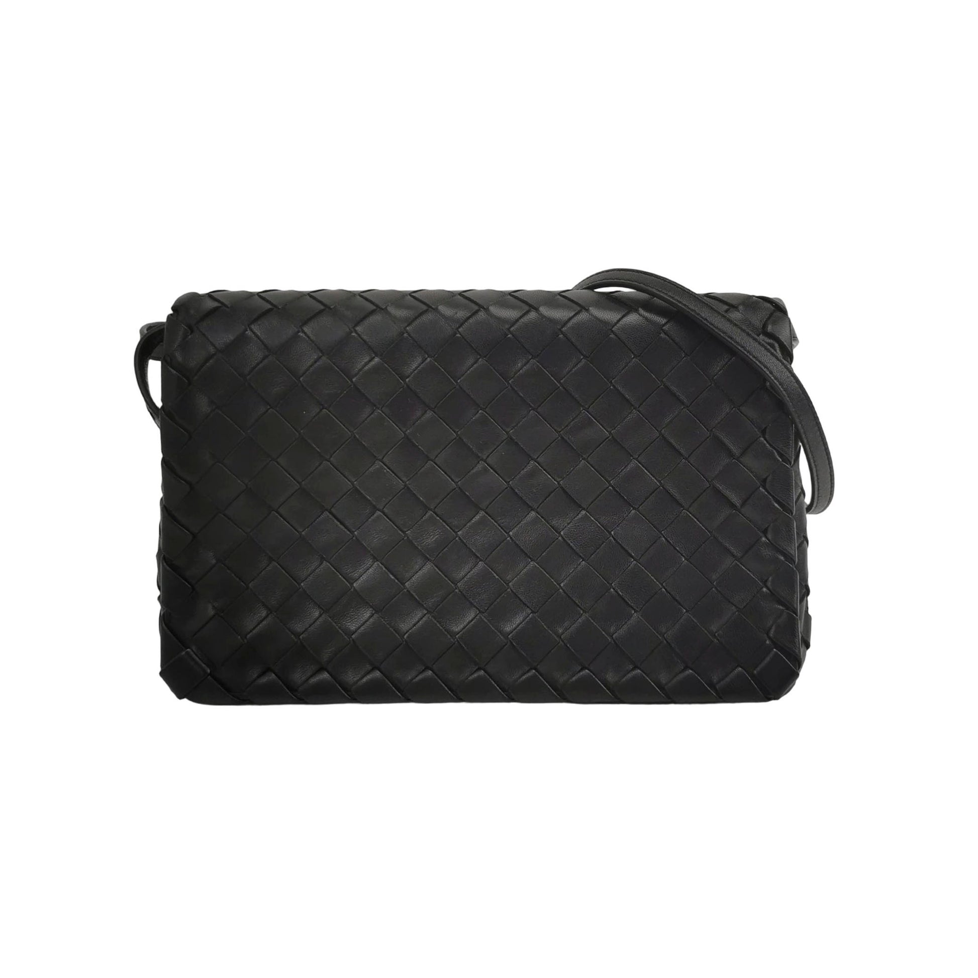 Bottega Veneta Intrecciato Flap Crossbody Black