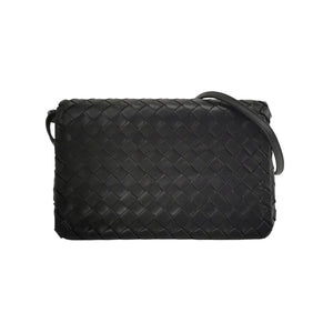 Bottega Veneta Intrecciato Flap Crossbody Black