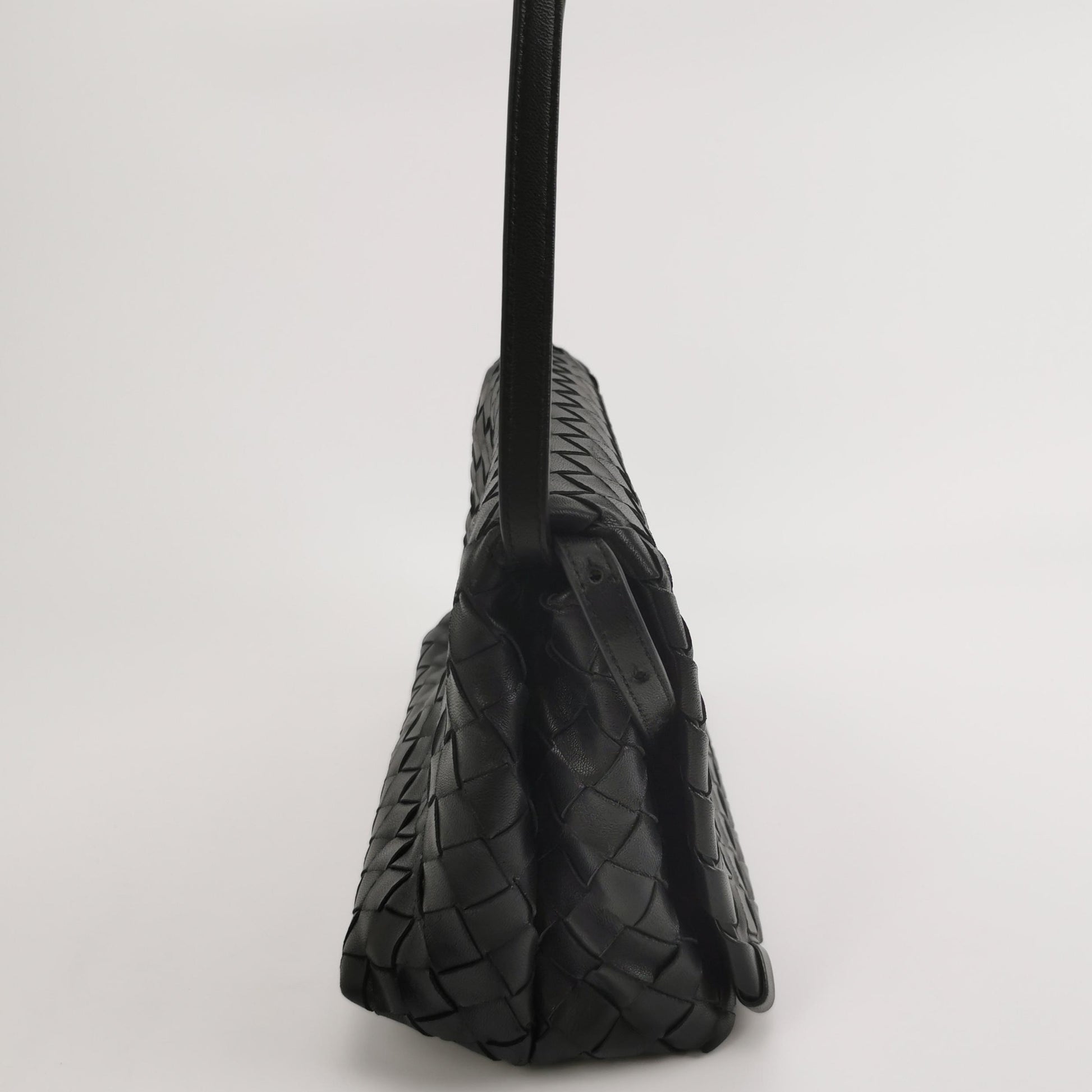 Bottega Veneta Intrecciato Flap Crossbody Black
