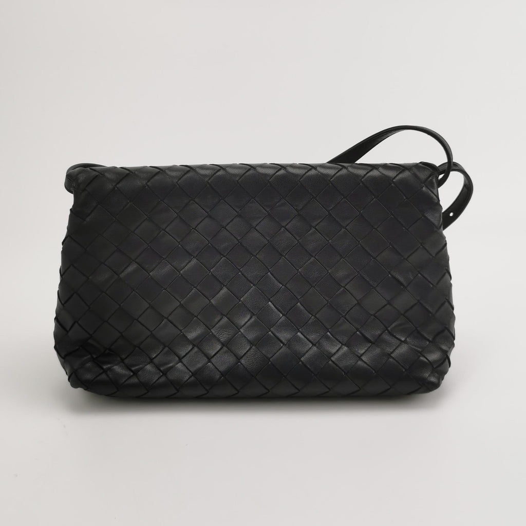 Bottega Veneta Intrecciato Flap Crossbody Black