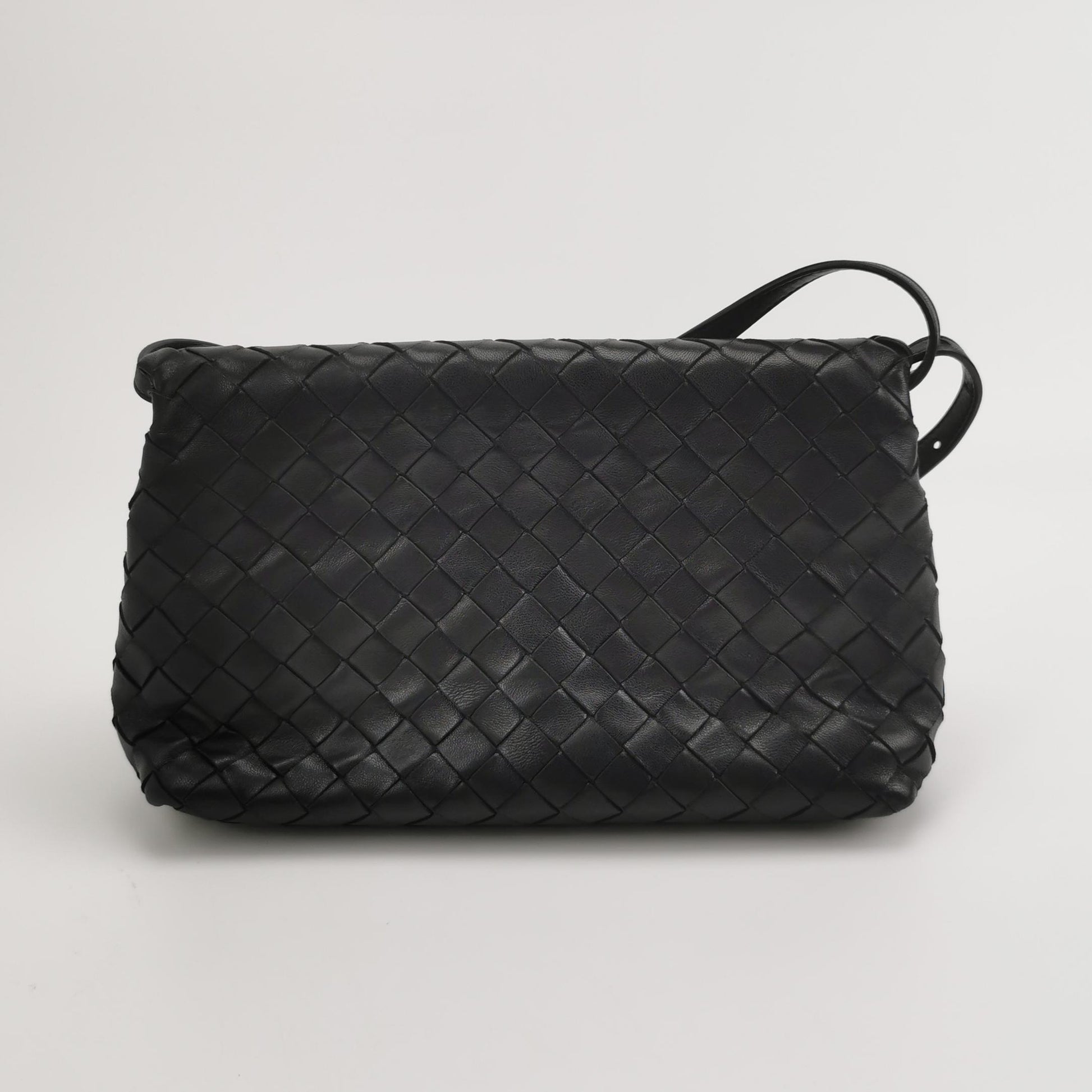 Bottega Veneta Intrecciato Flap Crossbody Black