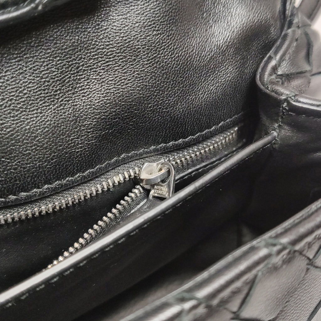Bottega Veneta Intrecciato Flap Crossbody Black