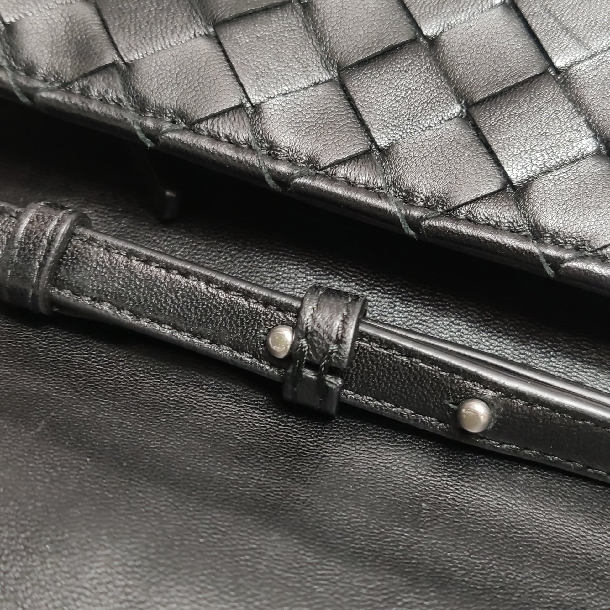 Bottega Veneta Intrecciato Flap Crossbody Black