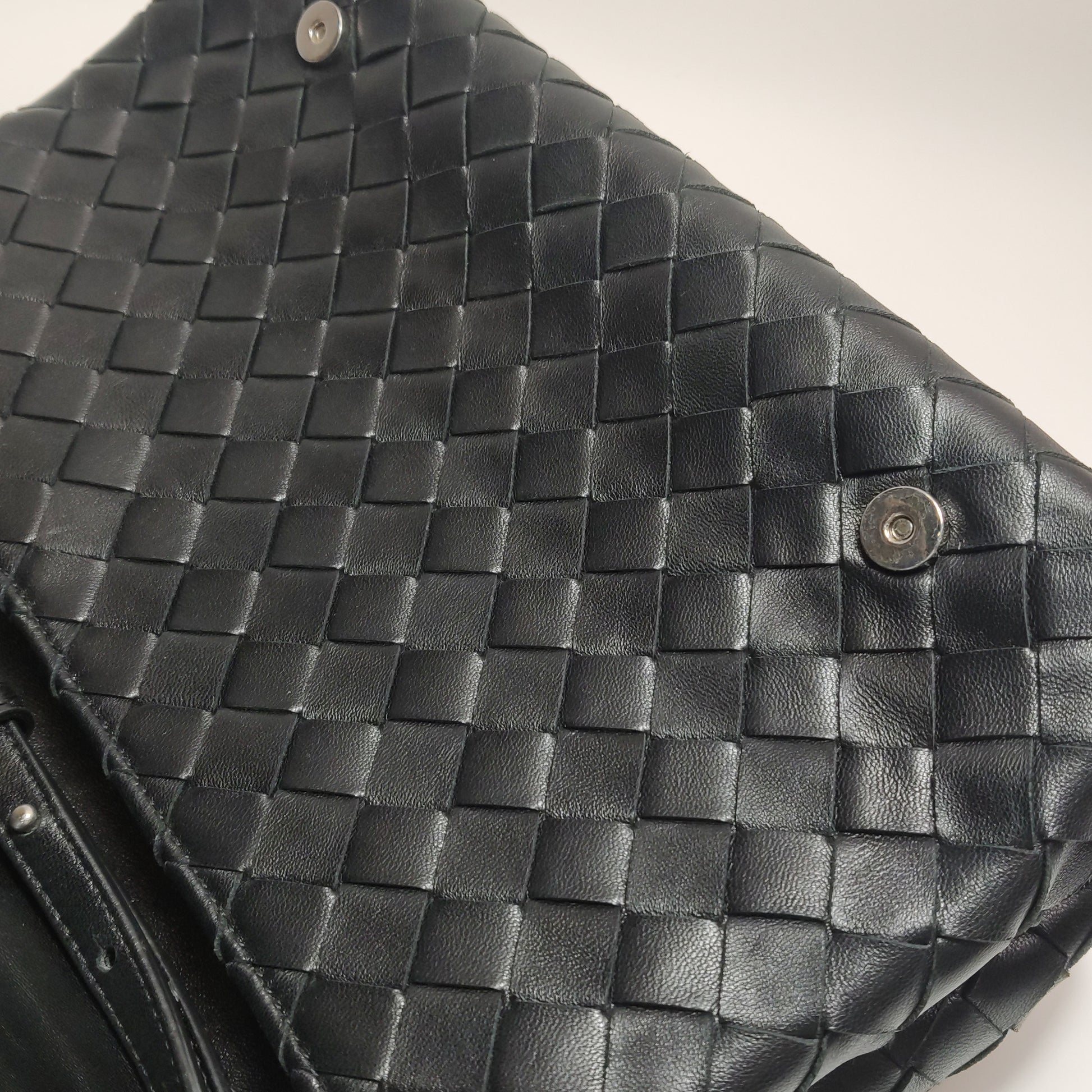 Bottega Veneta Intrecciato Flap Crossbody Black
