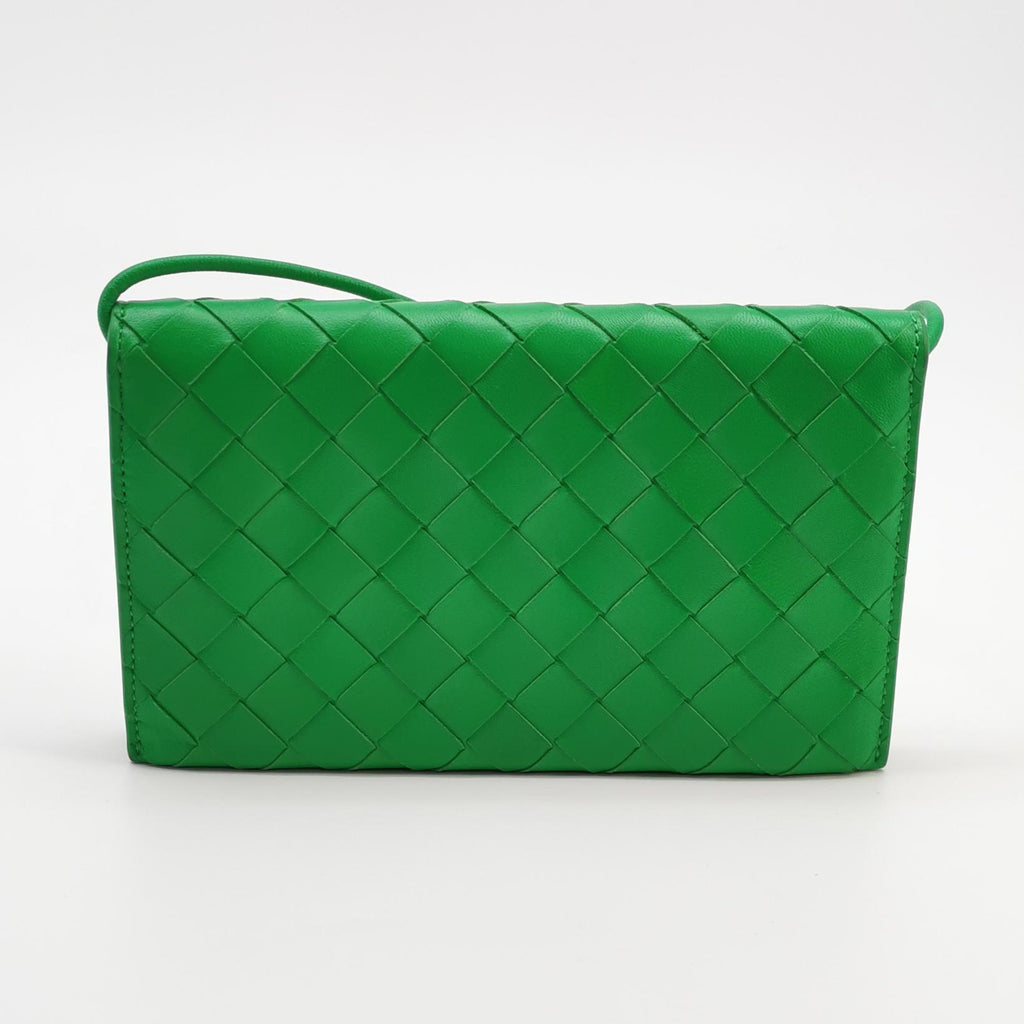 Bottega Veneta Intrecciato Wallet on Strap Parakeet Green
