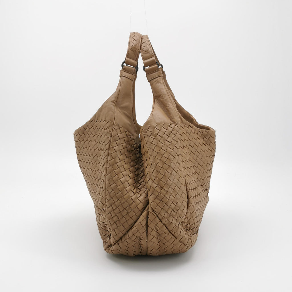 Bottega Veneta Campana Shoulder Bag Beige