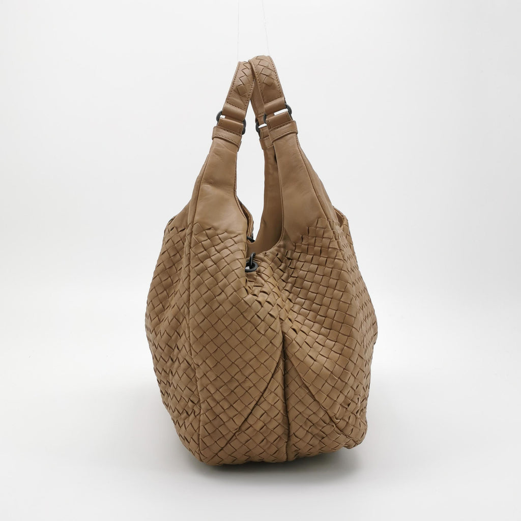 Bottega Veneta Campana Shoulder Bag Beige