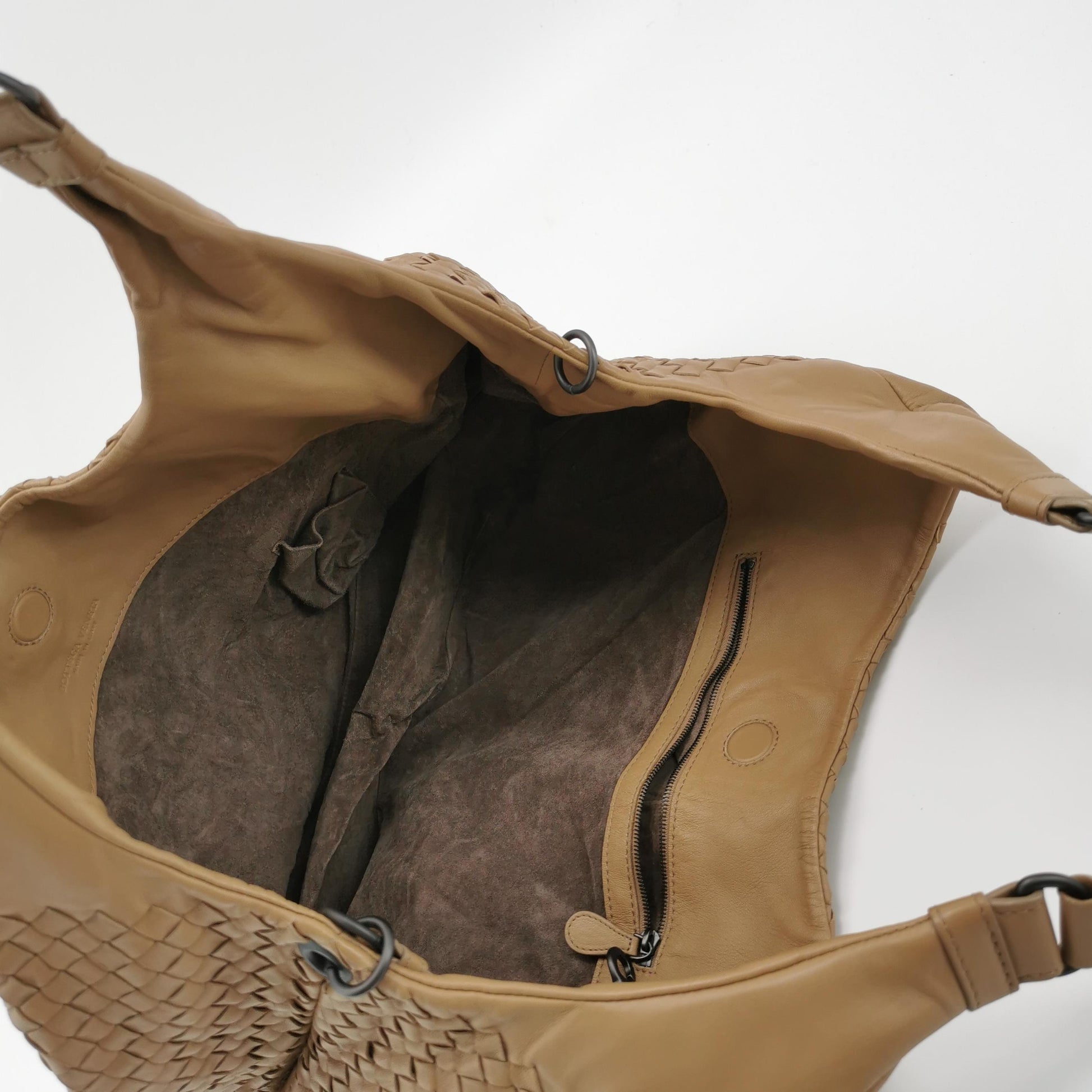 Bottega Veneta Campana Shoulder Bag Beige