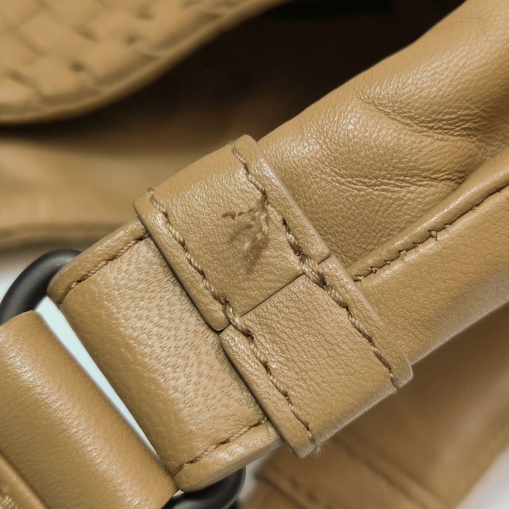 Bottega Veneta Campana Shoulder Bag Beige