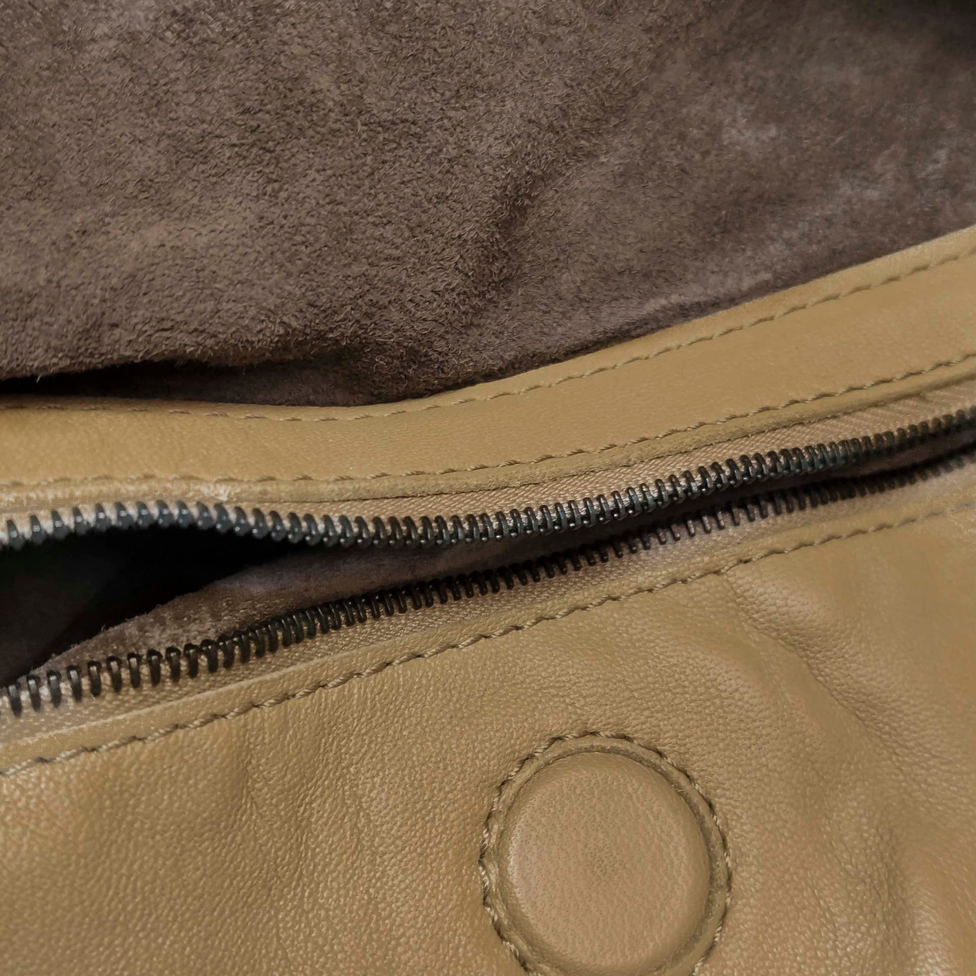 Bottega Veneta Campana Shoulder Bag Beige