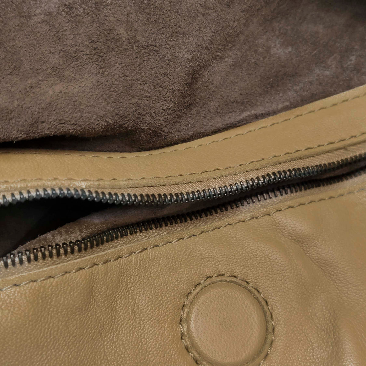 Bottega Veneta Campana Shoulder Bag Beige