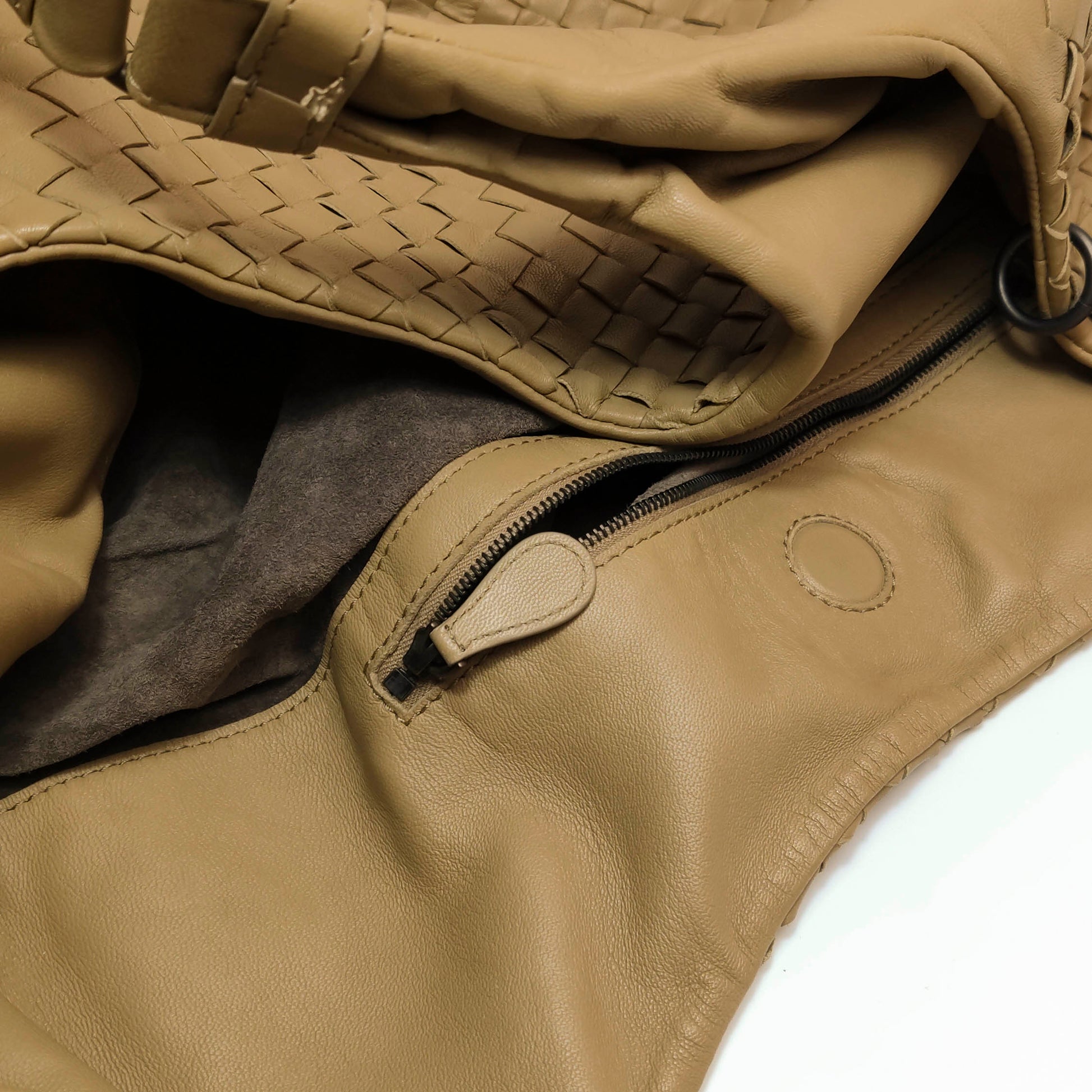 Bottega Veneta Campana Shoulder Bag Beige