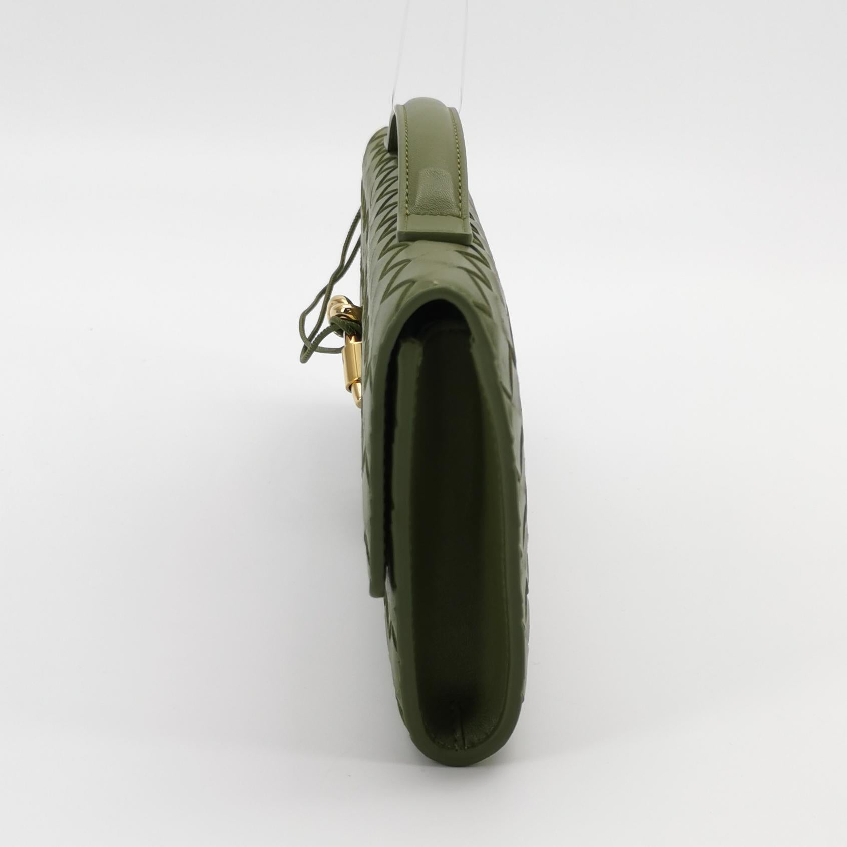 Bottega Veneta Long Andiamo Top Handle Clutch Matcha