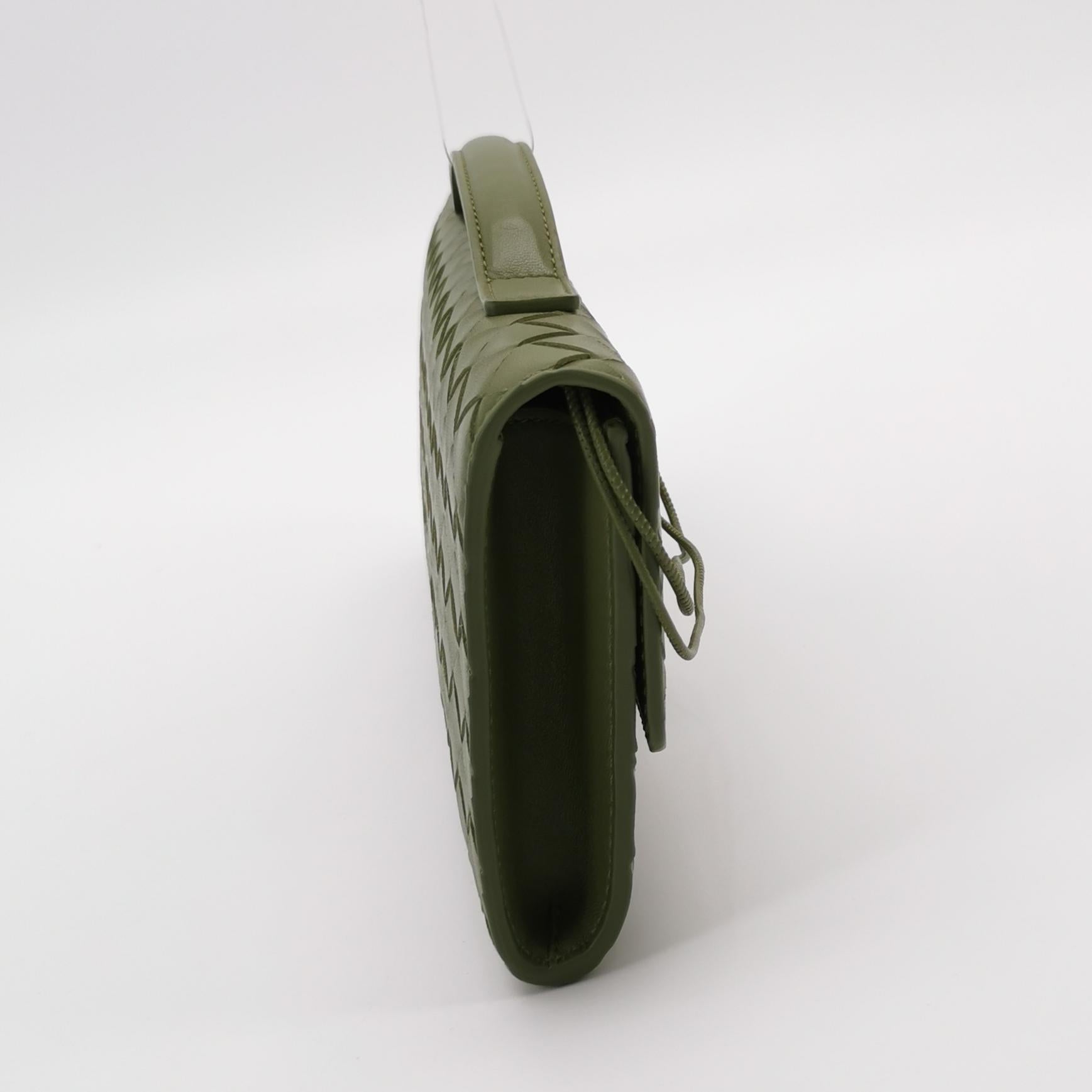 Bottega Veneta Long Andiamo Top Handle Clutch Matcha
