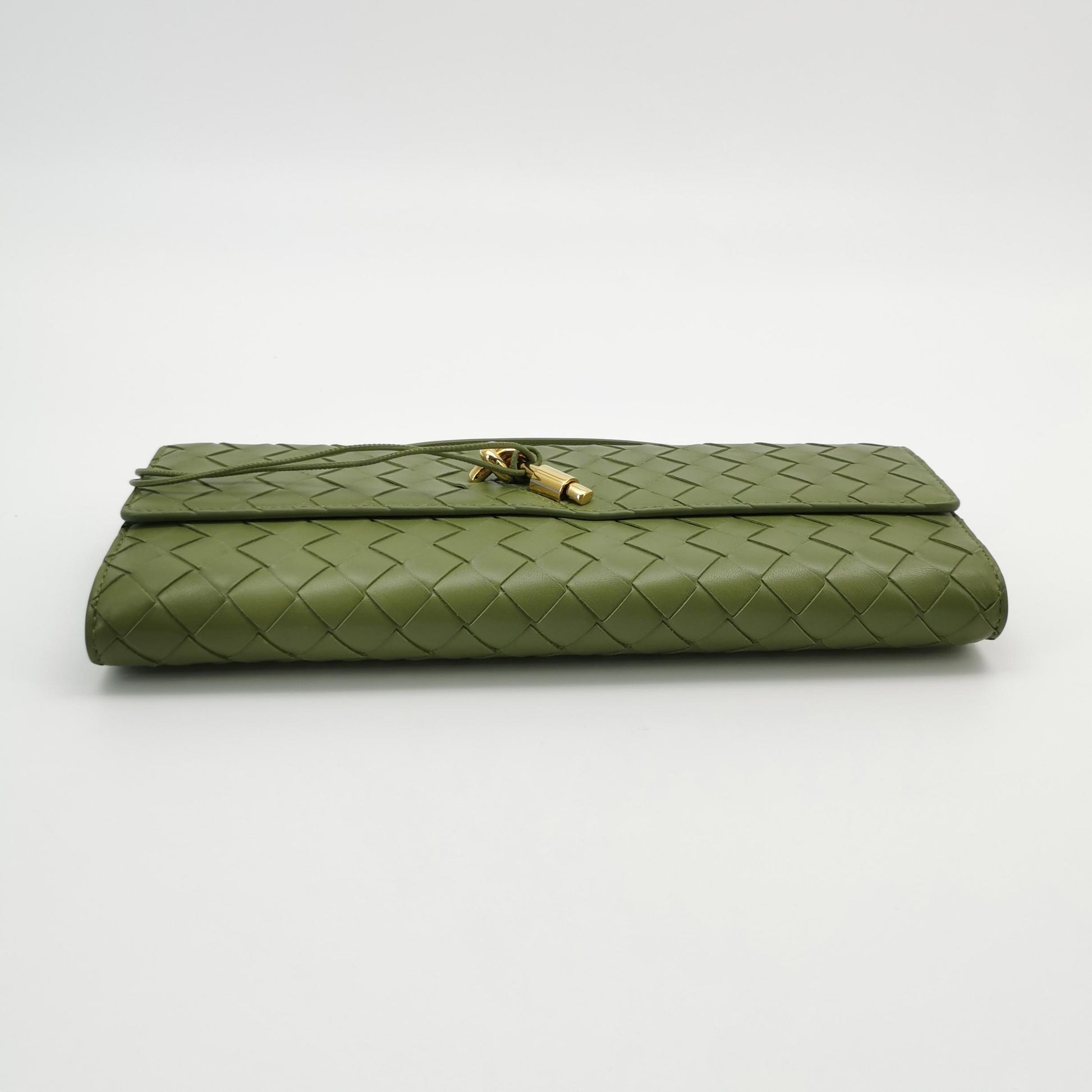 Bottega Veneta Long Andiamo Top Handle Clutch Matcha