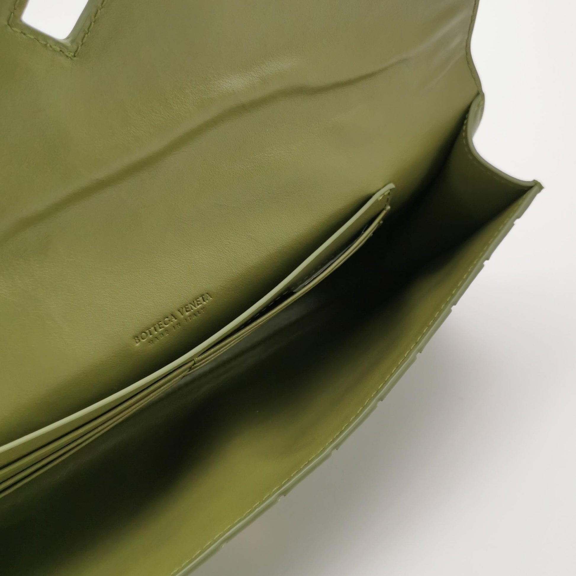 Bottega Veneta Long Andiamo Top Handle Clutch Matcha