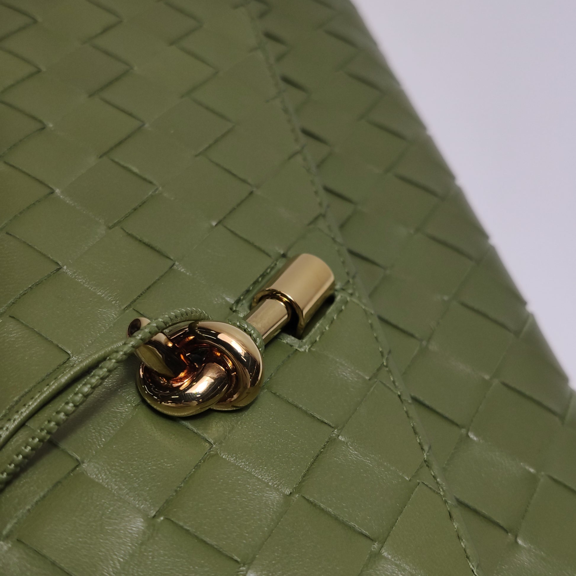 Bottega Veneta Long Andiamo Top Handle Clutch Matcha