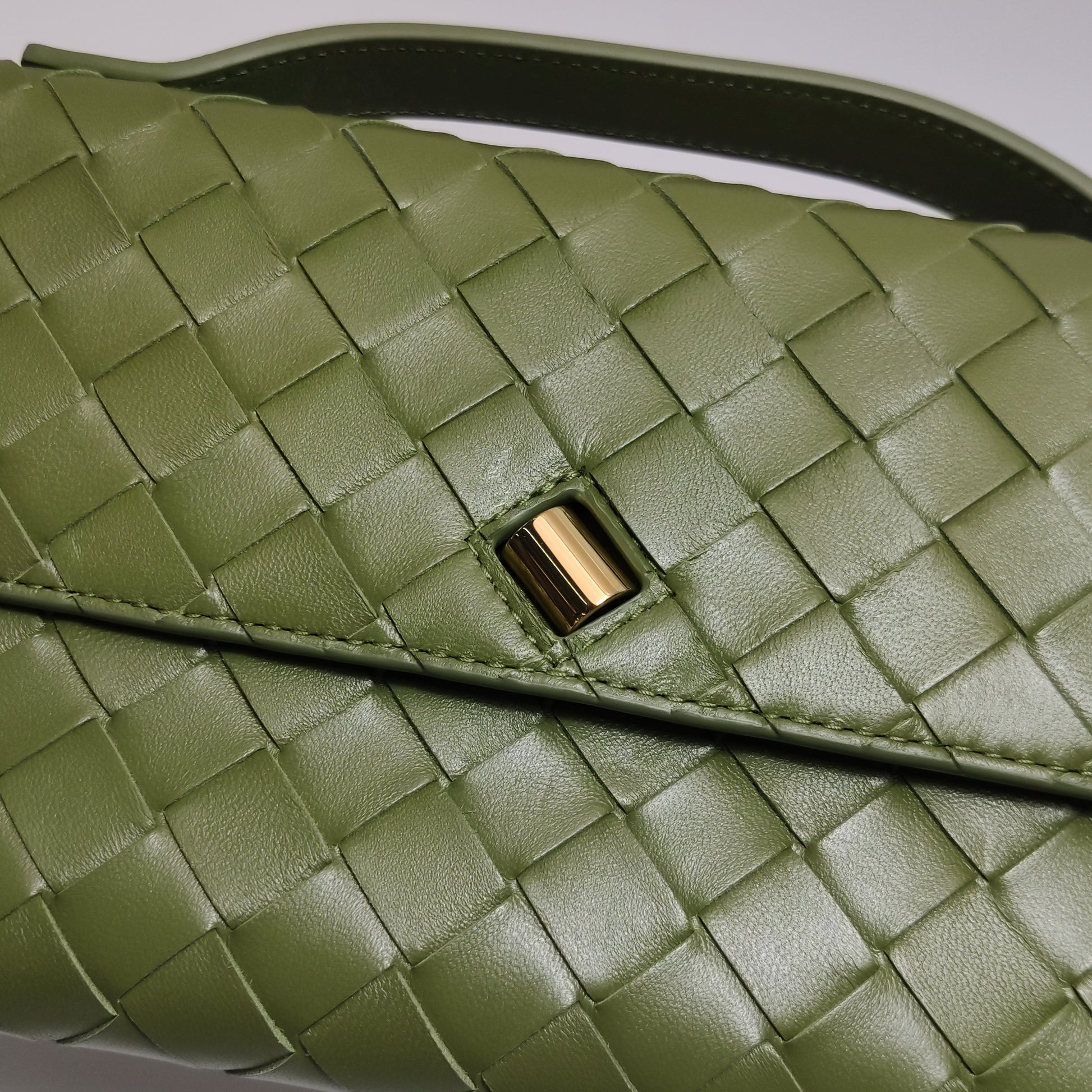 Bottega Veneta Long Andiamo Top Handle Clutch Matcha