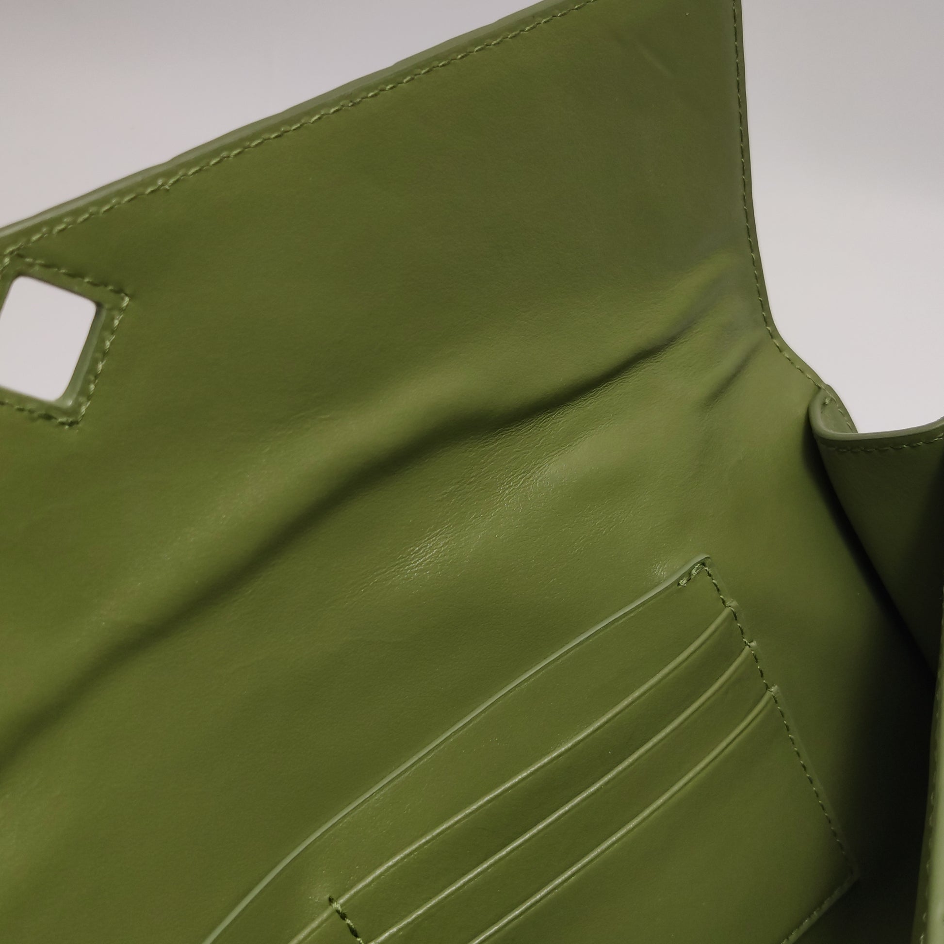 Bottega Veneta Long Andiamo Top Handle Clutch Matcha