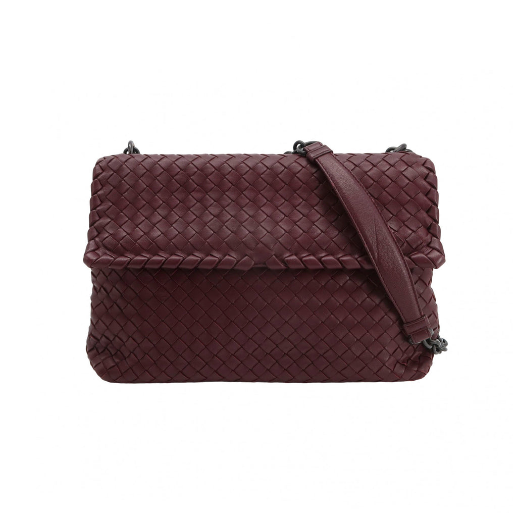 Bottega Veneta Intrecciato Olimpia Shoulder Bag Burgundy