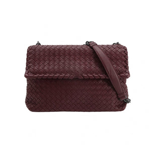 Bottega Veneta Intrecciato Olimpia Shoulder Bag Burgundy