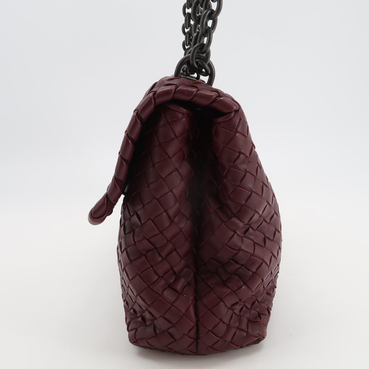 Bottega Veneta Intrecciato Olimpia Shoulder Bag Burgundy