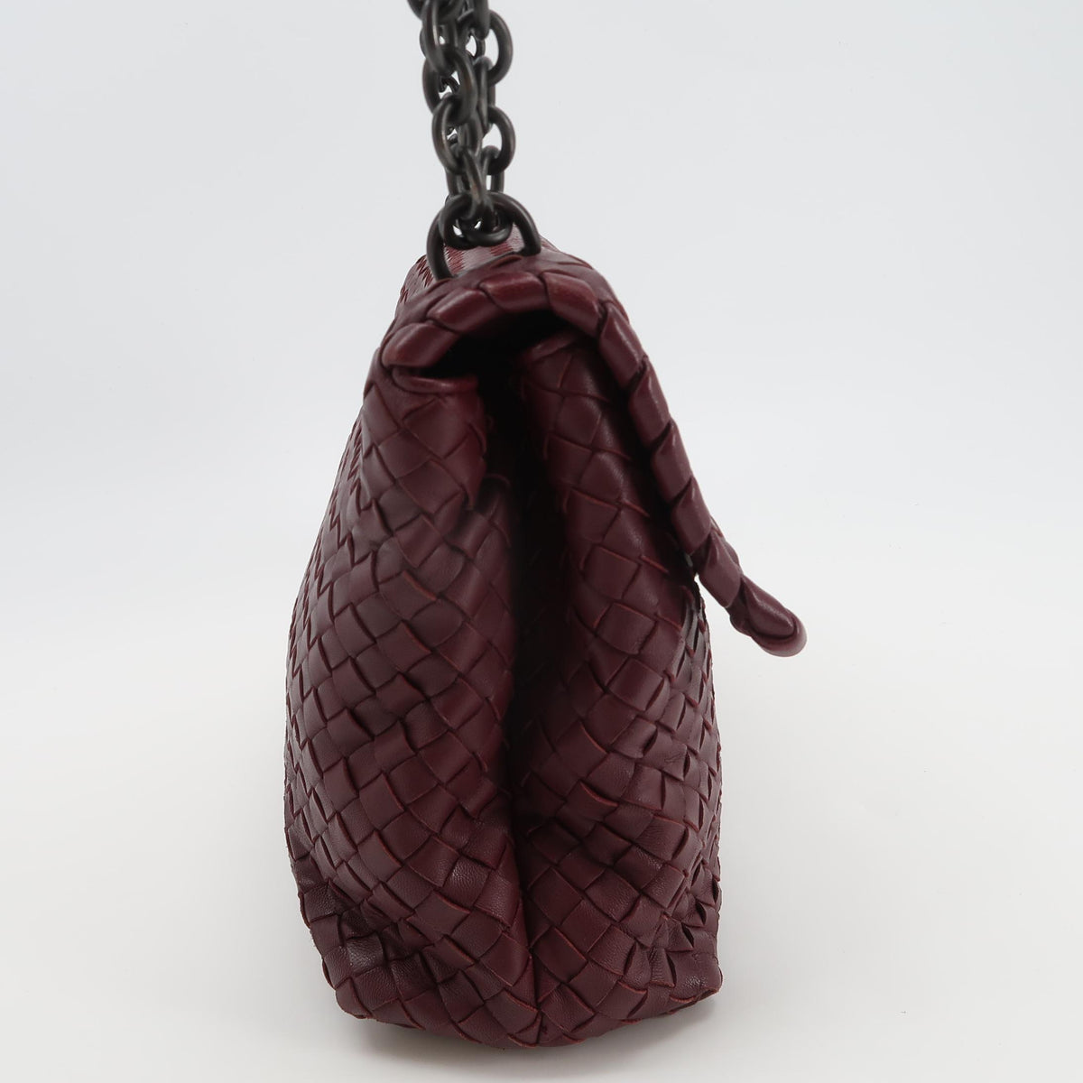 Bottega Veneta Intrecciato Olimpia Shoulder Bag Burgundy