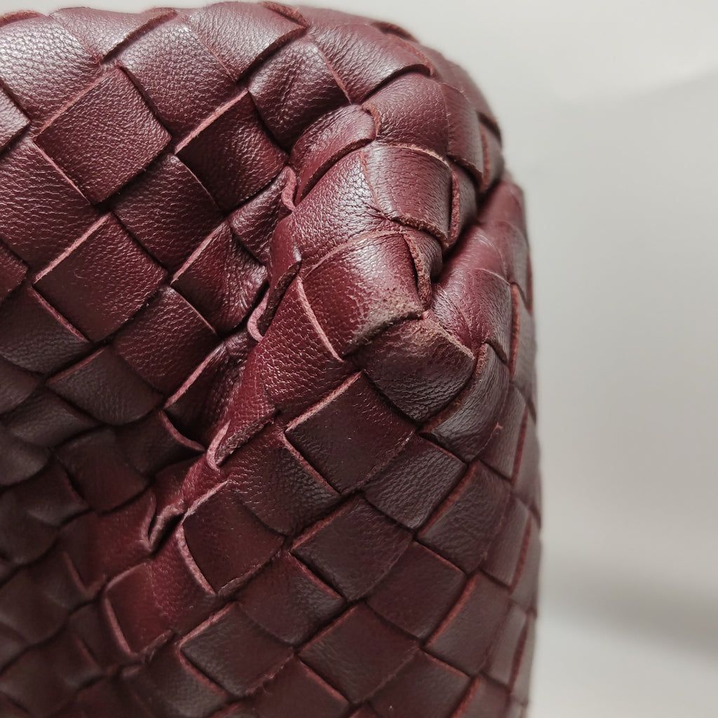 Bottega Veneta Intrecciato Olimpia Shoulder Bag Burgundy