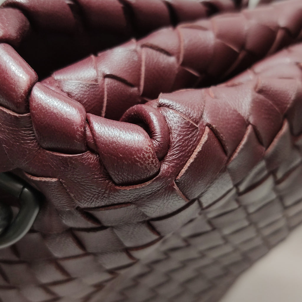 Bottega Veneta Intrecciato Olimpia Shoulder Bag Burgundy