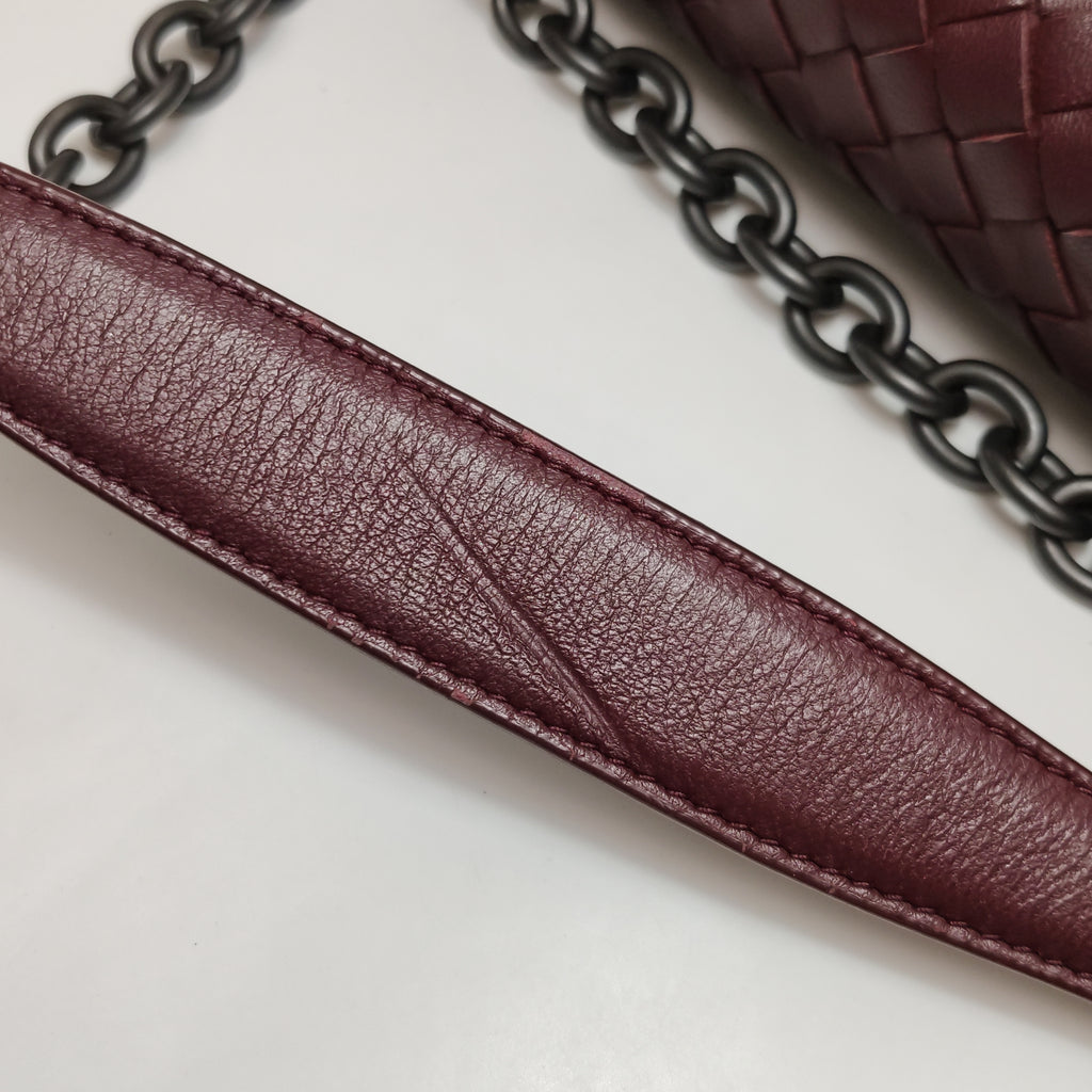 Bottega Veneta Intrecciato Olimpia Shoulder Bag Burgundy