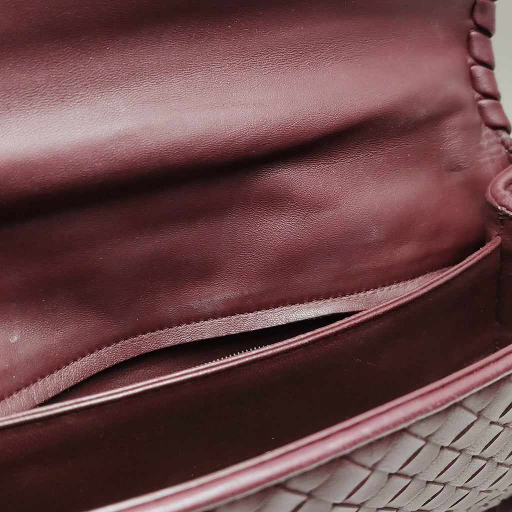 Bottega Veneta Intrecciato Olimpia Shoulder Bag Burgundy