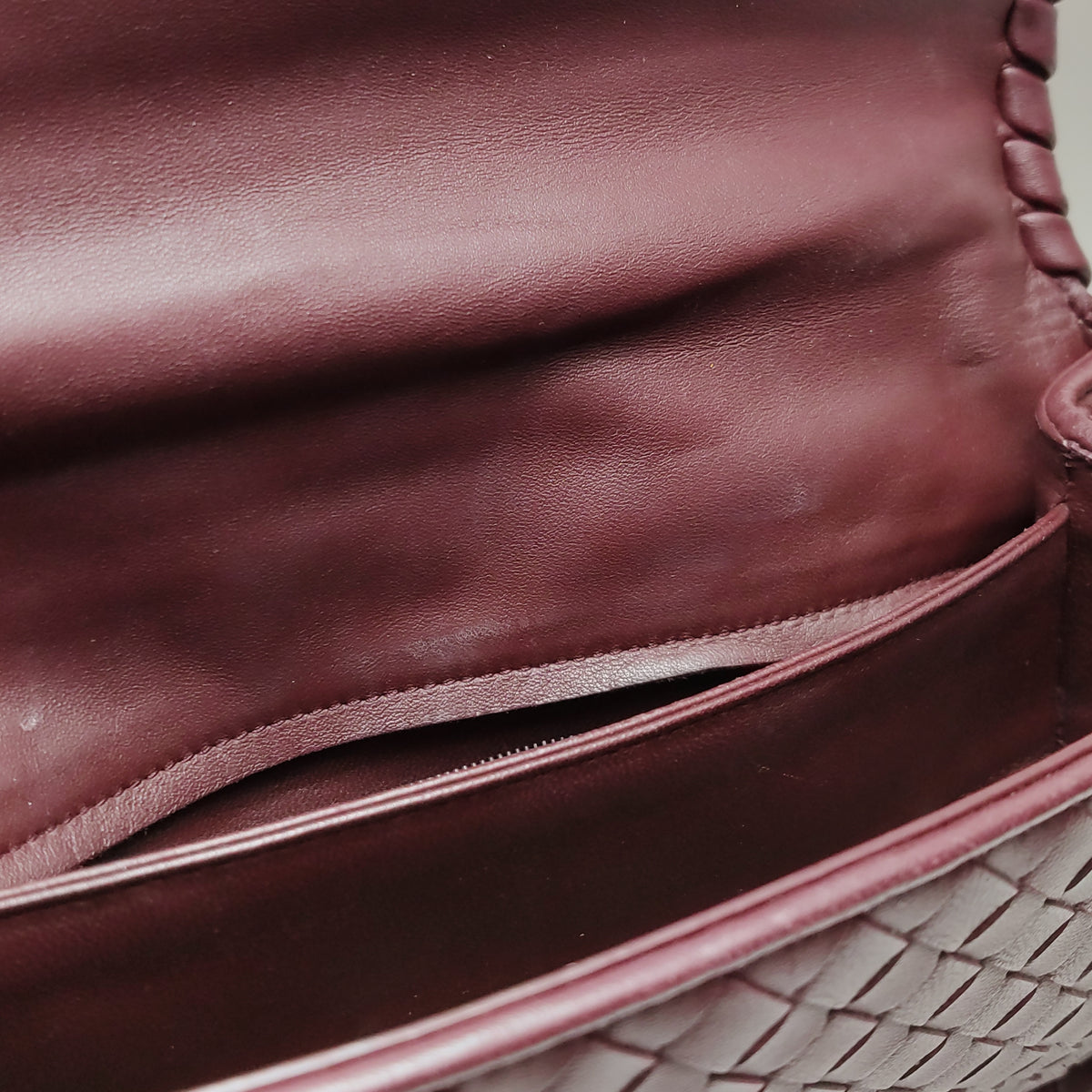 Bottega Veneta Intrecciato Olimpia Shoulder Bag Burgundy
