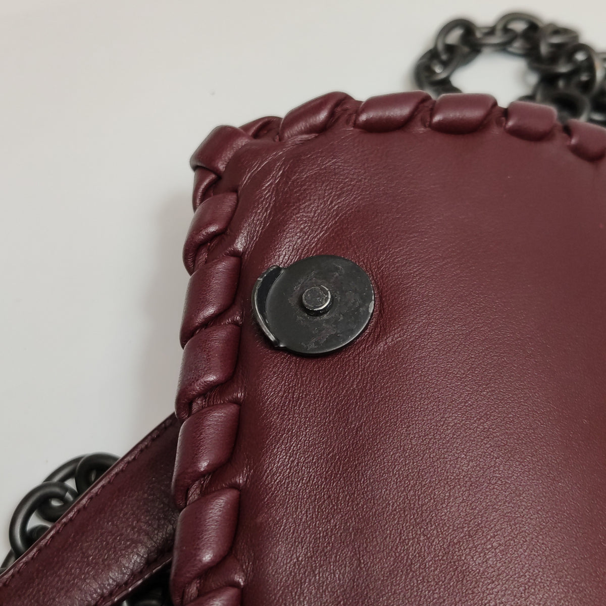 Bottega Veneta Intrecciato Olimpia Shoulder Bag Burgundy