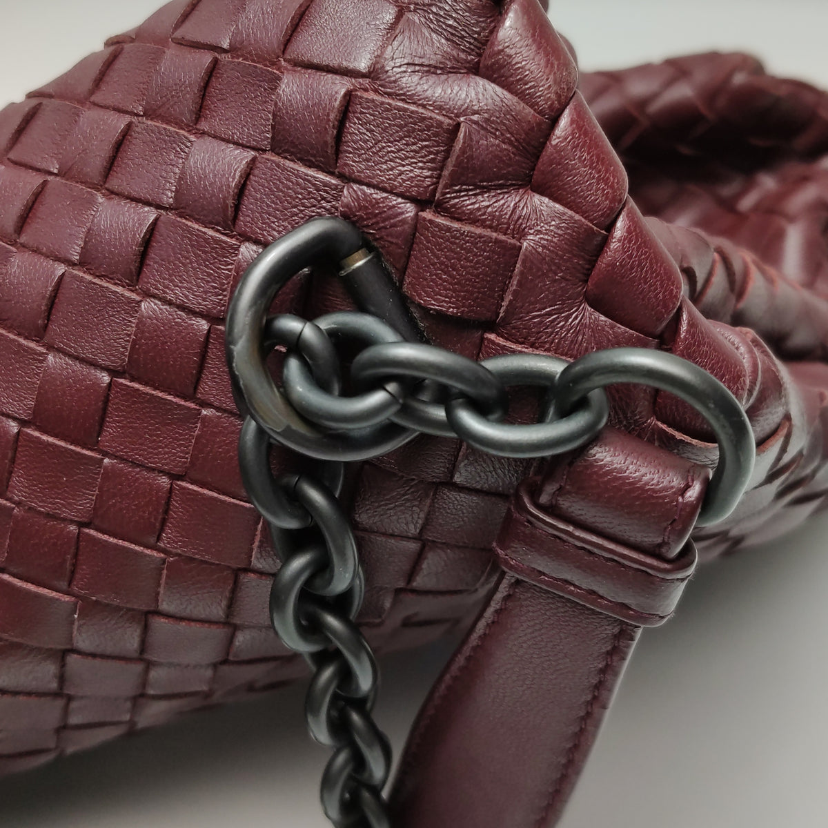 Bottega Veneta Intrecciato Olimpia Shoulder Bag Burgundy